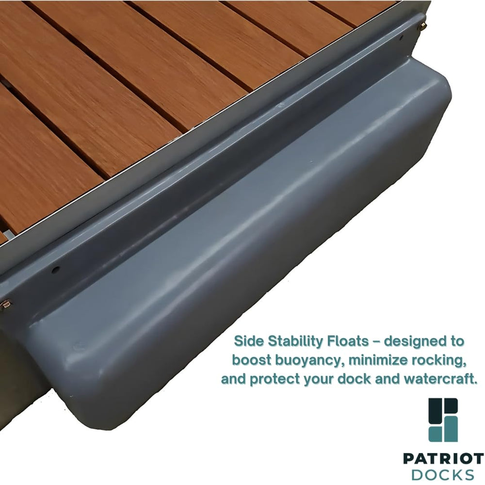 Patriot Docks Side Stability Float 10864 acts as a bumper to protect watercraft.