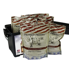 Patriot Pantry long-grain white rice and soups stored neatly in the ammo can.