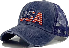 Patriotic USA baseball cap blue, front view