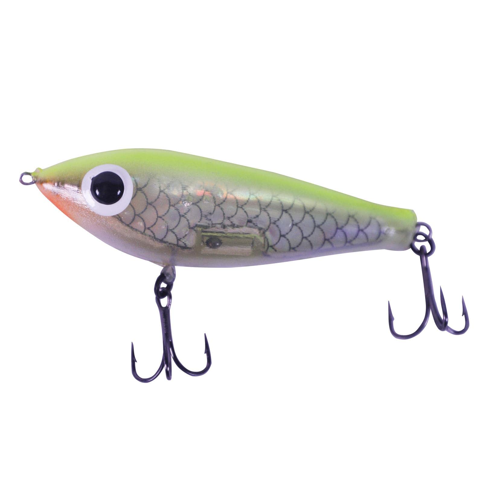 Paul Brown Fat Boy Pro chartreuse close-up showing vivid water visibility.