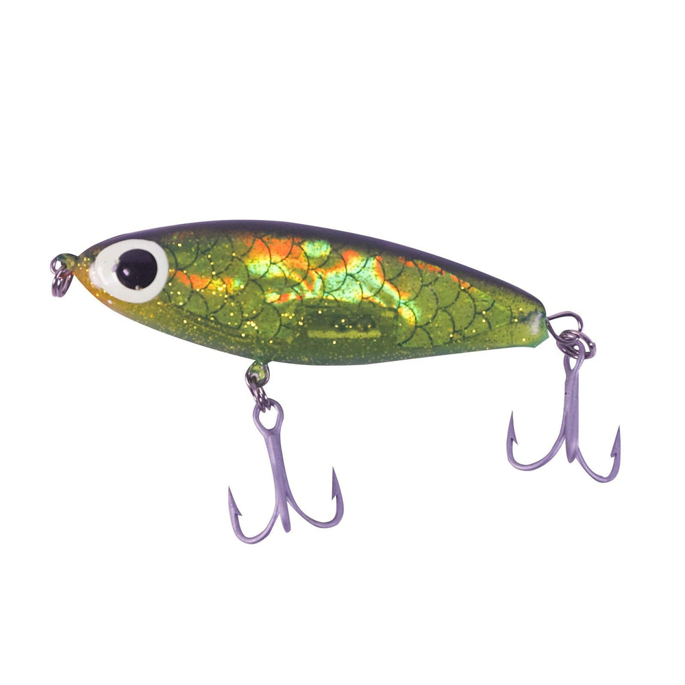 Paul Brown's SDXL06 Soft-Dine XL lure front view showing chartreuse-black back for realistic baitfish action.