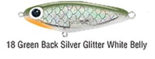 Paul Brown's SDXL18 Soft-Dine XL green back with silver glitter; eye-catching lure for big game fishing