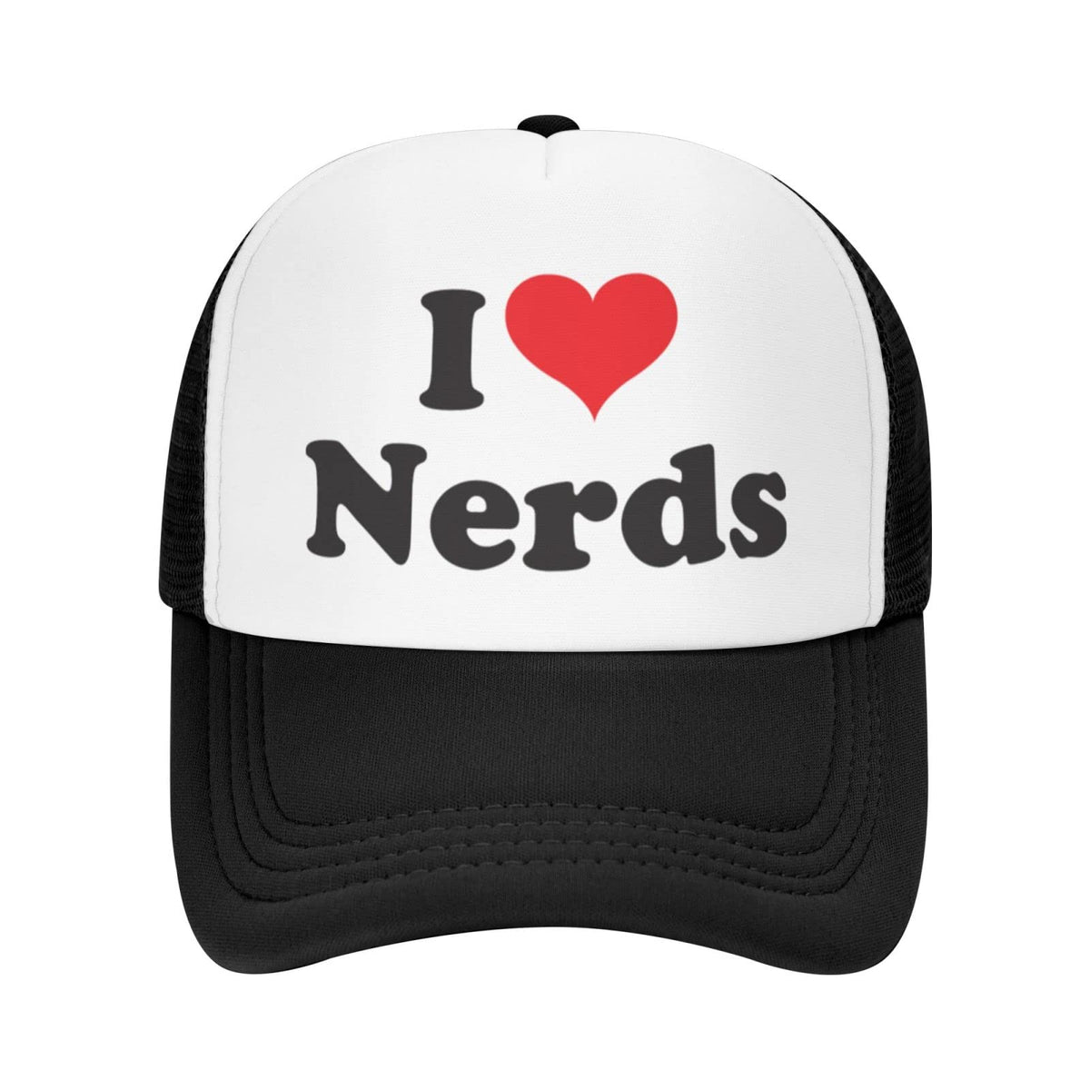 PAUPPY Funny I Love Nerds cap front view for casual geek chic and sun protection