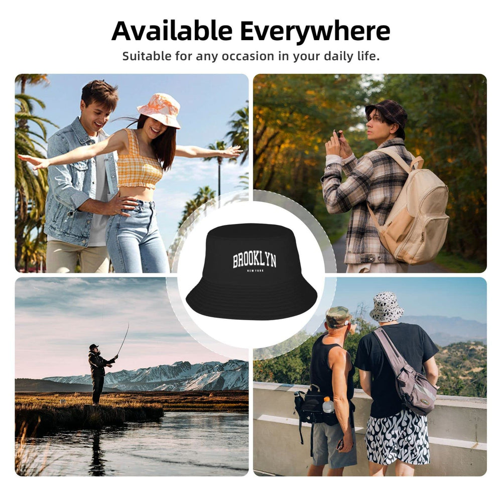 PAUPPY Vintage Brooklyn bucket hat beach-ready breathable fabric for comfort.