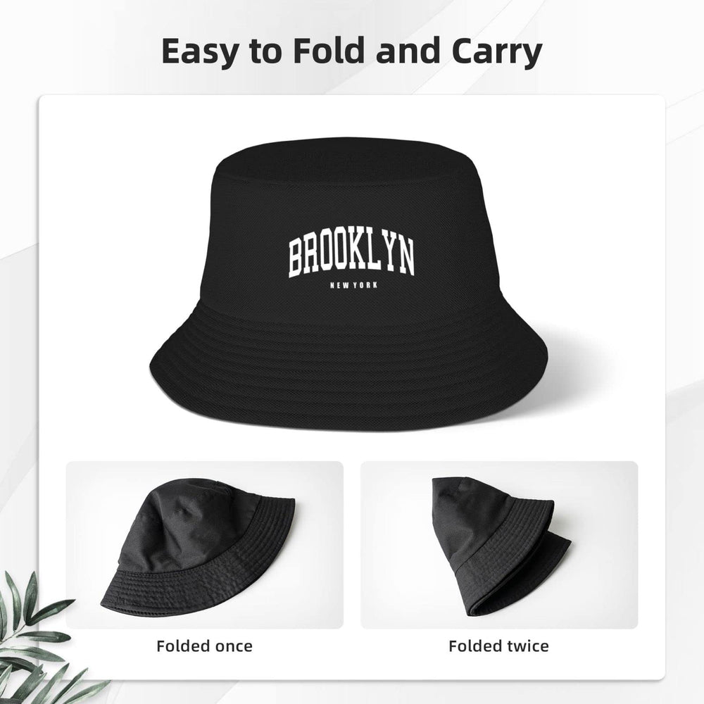 PAUPPY Vintage Brooklyn bucket hat back view packable and travel-friendly.