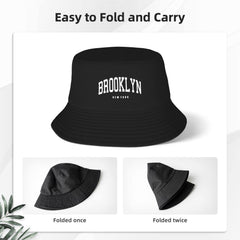 PAUPPY Vintage Brooklyn bucket hat back view packable and travel-friendly.