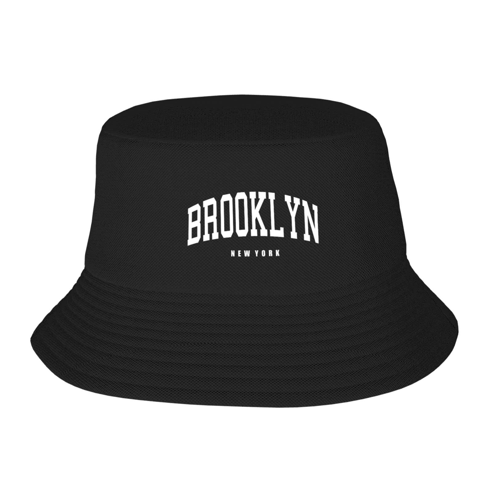 PAUPPY Vintage Brooklyn bucket hat front view with sun protection and casual style.