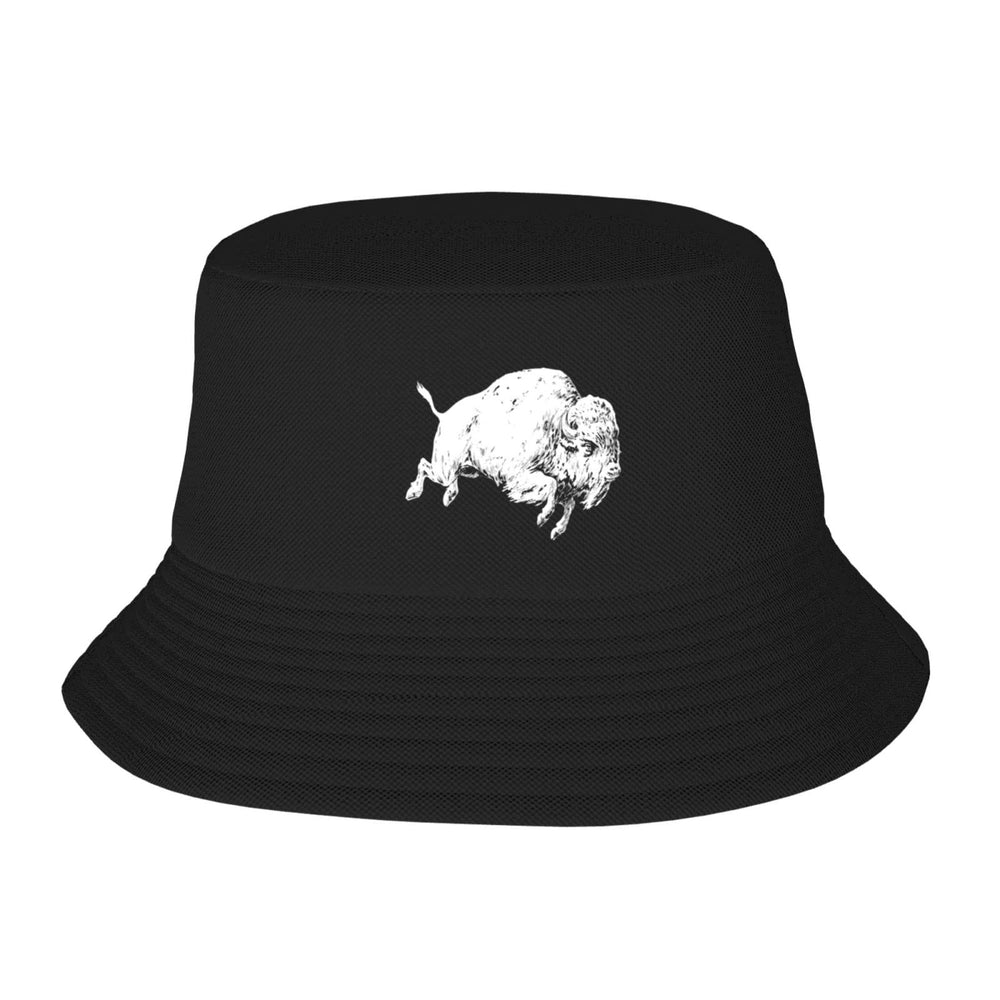PAUPPY white plaid bison bucket hat front view packable sun protection for outdoors.