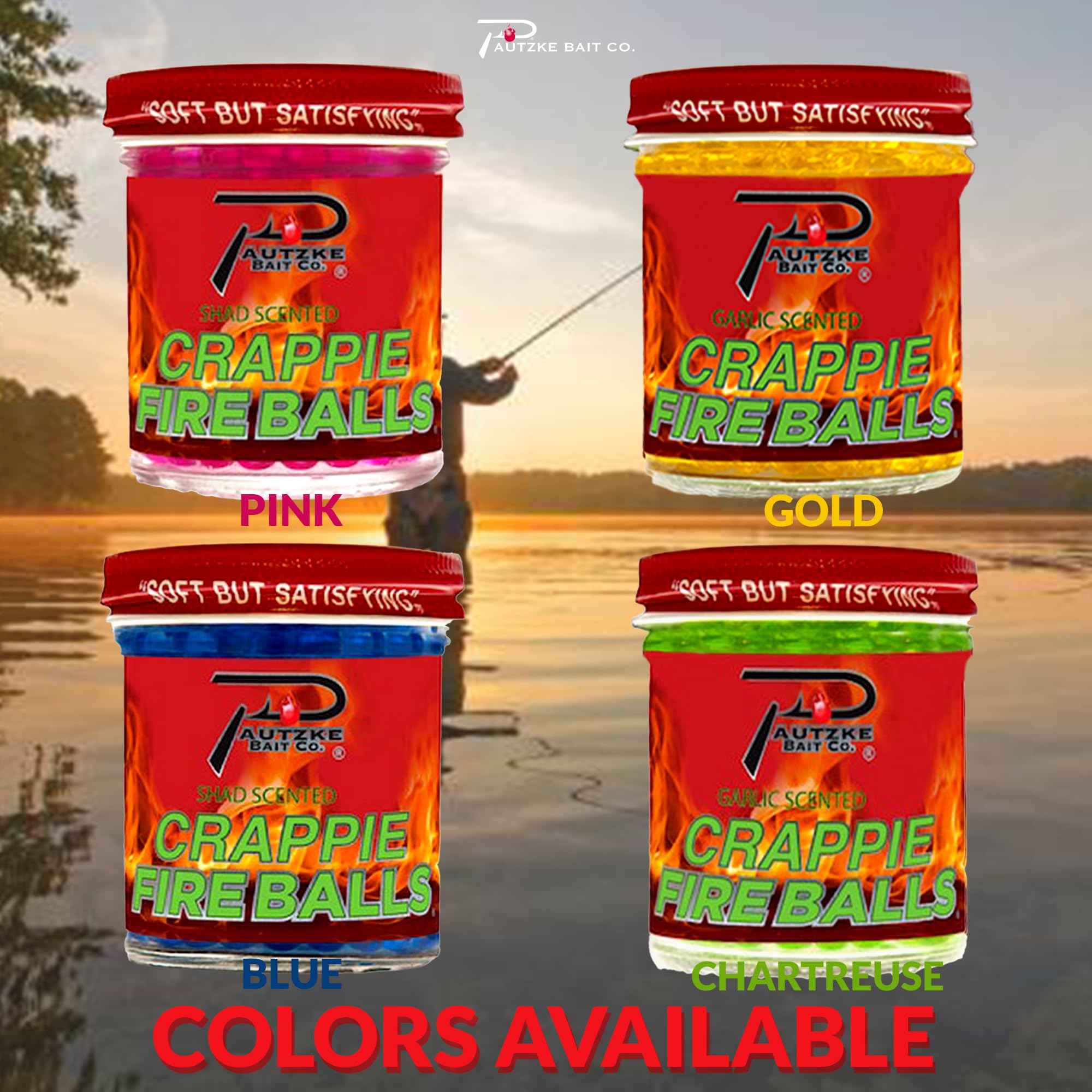 Pautzke Crappie Fire Balls 1.35 oz jar for easy storage.