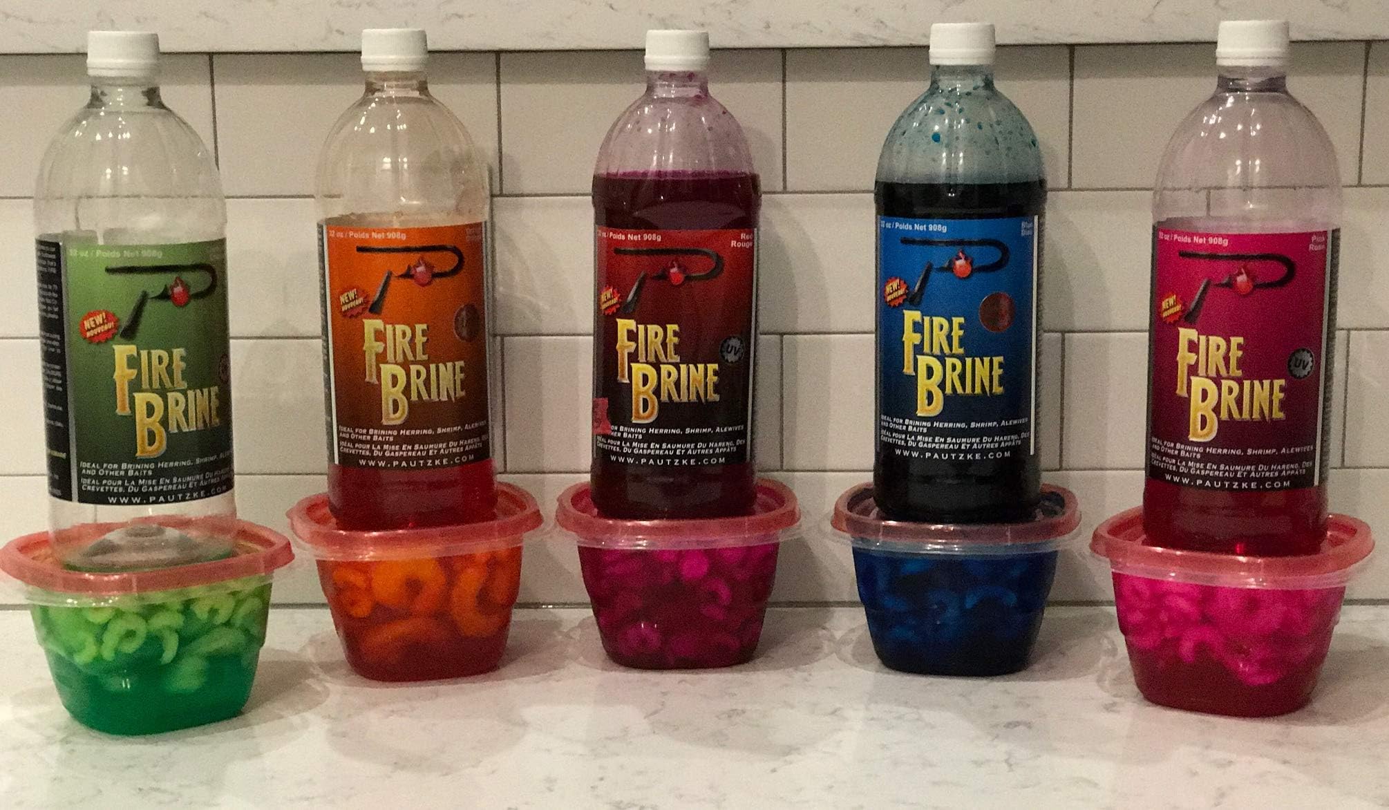 Pautzke Bait Fire Brine Blue uses color dyes to match fish preferences