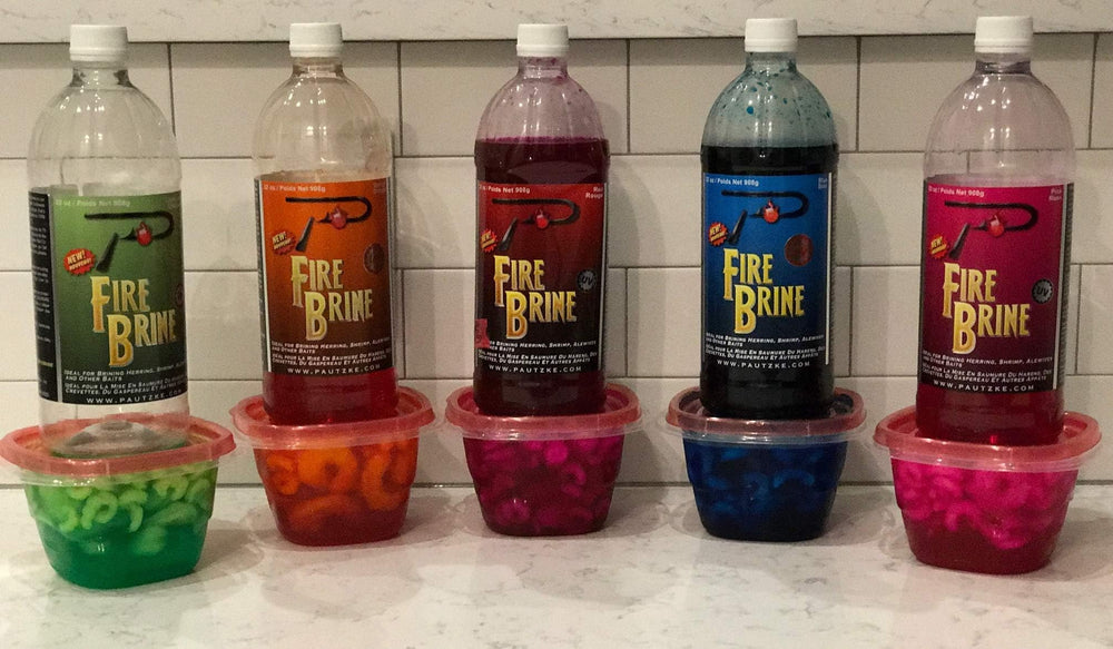 Pautzke Bait Fire Brine Blue uses color dyes to match fish preferences