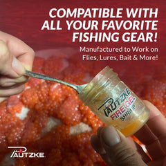Pautzke Fire Gel Squid Scent on jig hooks boosts attraction during casting and jigging