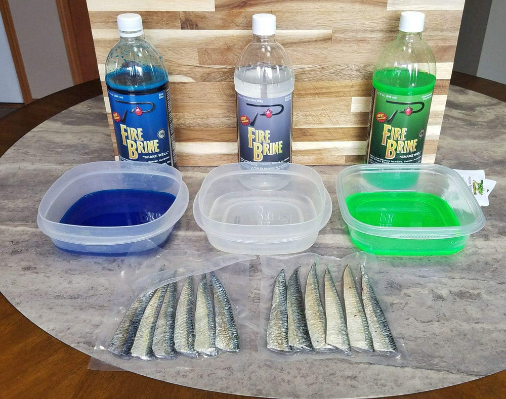Brine being applied to bait eggs