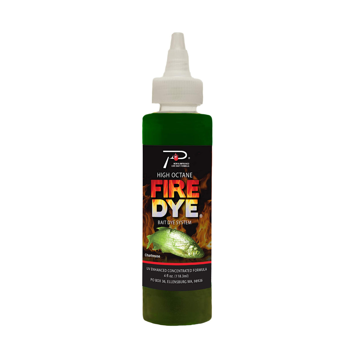 Pautzke's Fire Dye Bait Dye System Chartreuse bottle