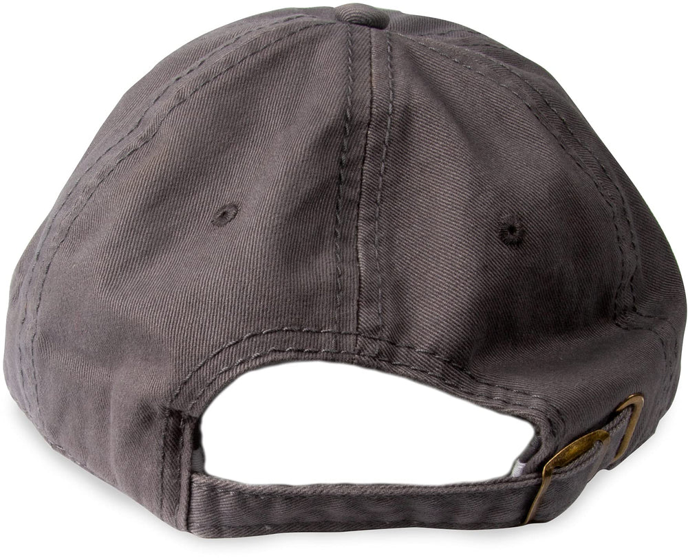 Pavilion Fishing People hat close-up showing embroidery detail and frayed edge texture.