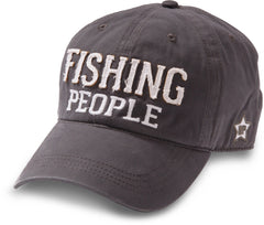Pavilion Fishing People hat dark grey front view with embroidered logo for casual outdoor wear.