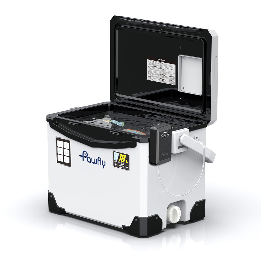 Pawfly 19qt leak-proof cooler ready for boat use, highlighting bait preservation benefits