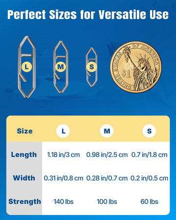 Three sizes of Pawfly clips: S, M, and L