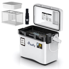 Pawfly 13 Qt live bait cooler with closed lid and carrying handle