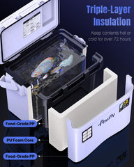 Inside view showing inner dimensions 12.8 x 7.3 x 9.4 inches and spacious capacity