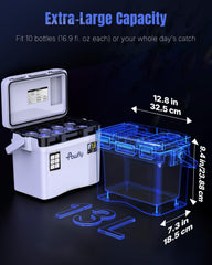 Rechargeable 2200 mAh aerator battery inside the cooler
