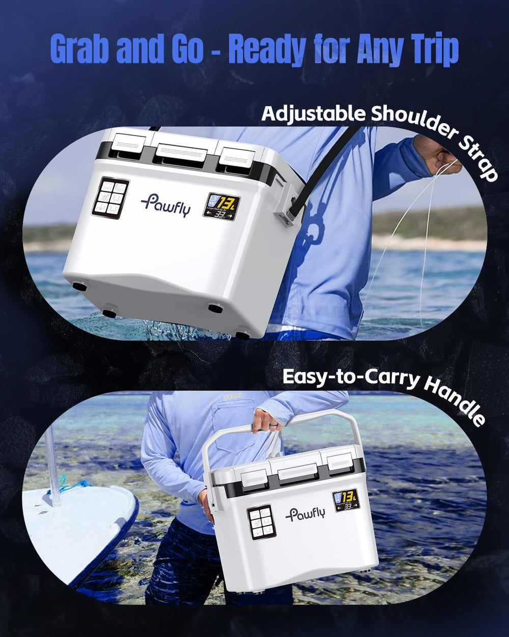 Portable design with carrying handle and adjustable shoulder strap