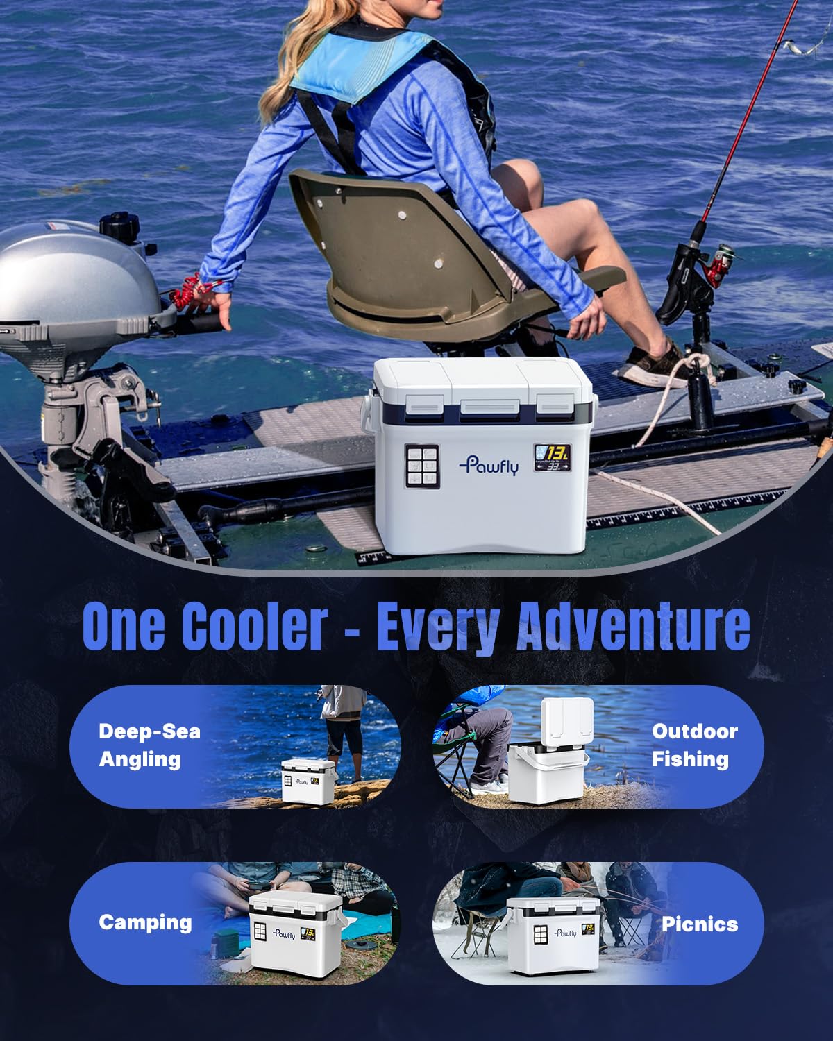 Pawfly live bait cooler mounted on a boat during use