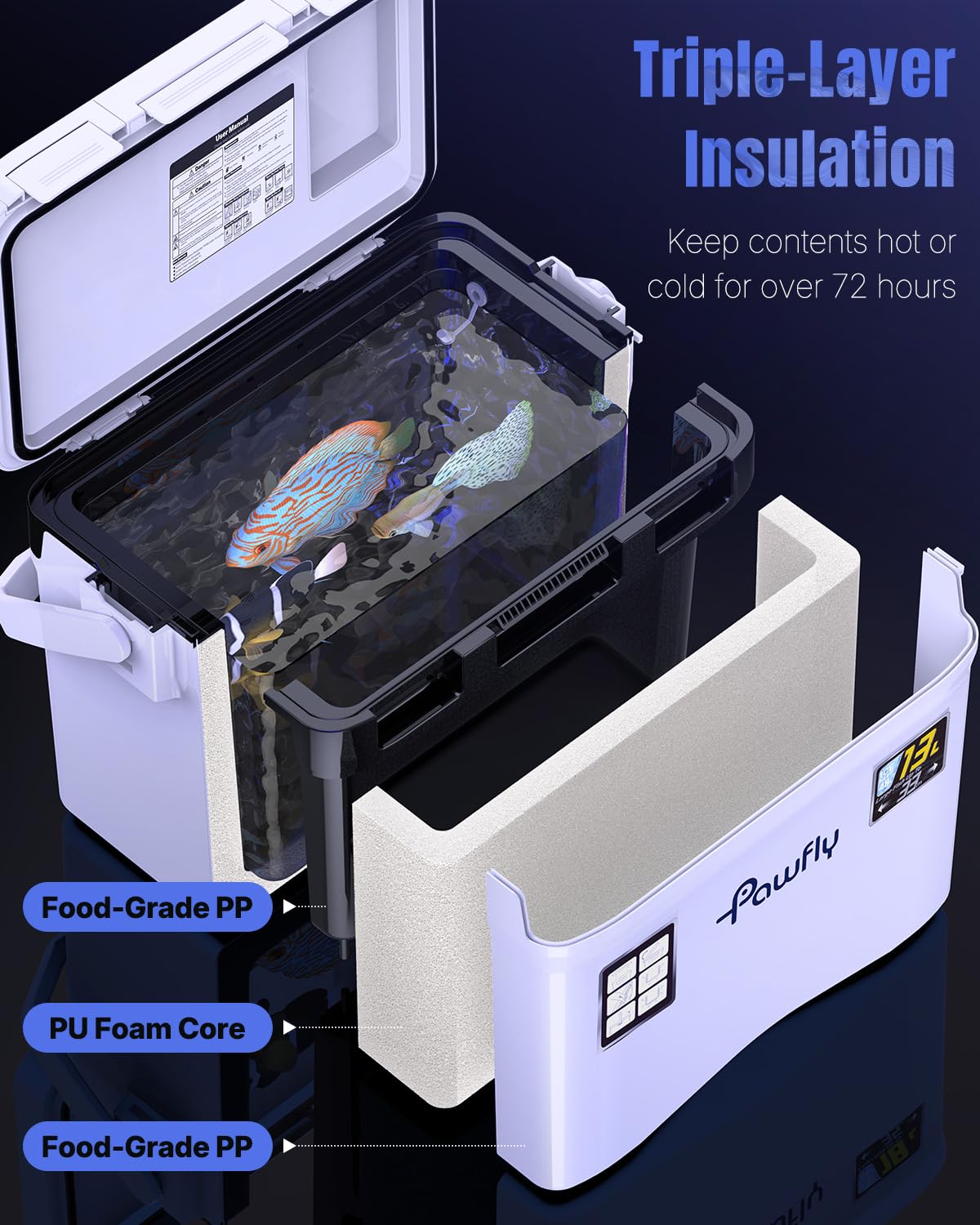 Pawfly Live Bait Cooler aerator battery demonstrates long-lasting power for extended outings