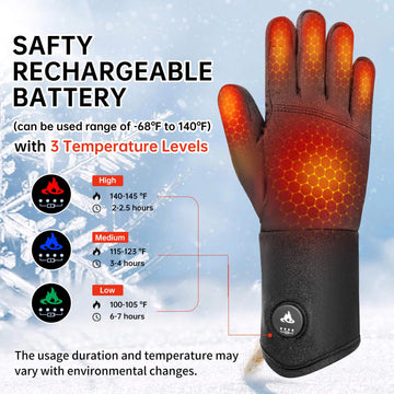 PBUKER heated gloves liners battery display shows charge for planning outdoor trips