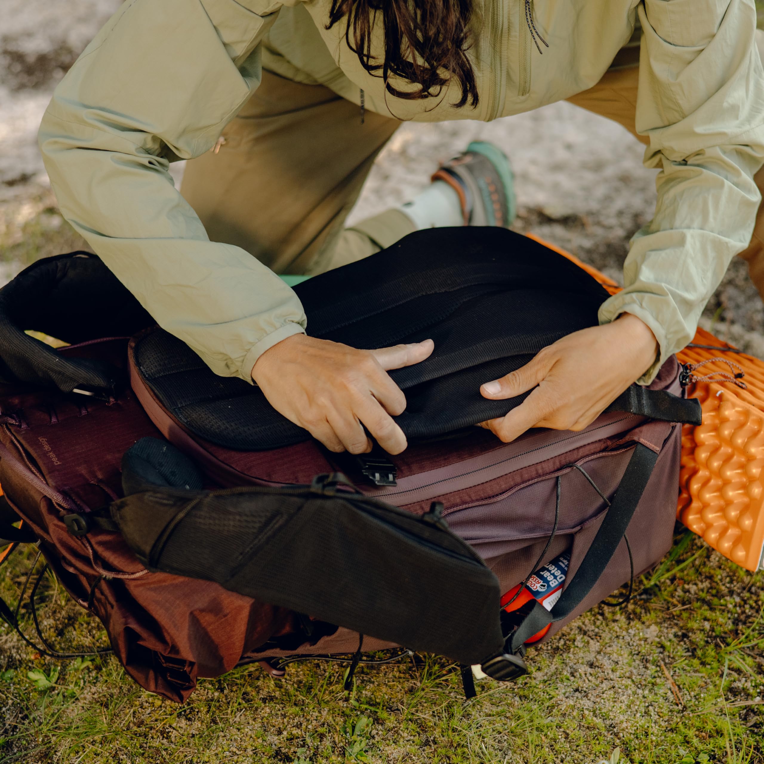 Peak Design Outdoor Hip Belt works with 45L and tucks away when not in use.