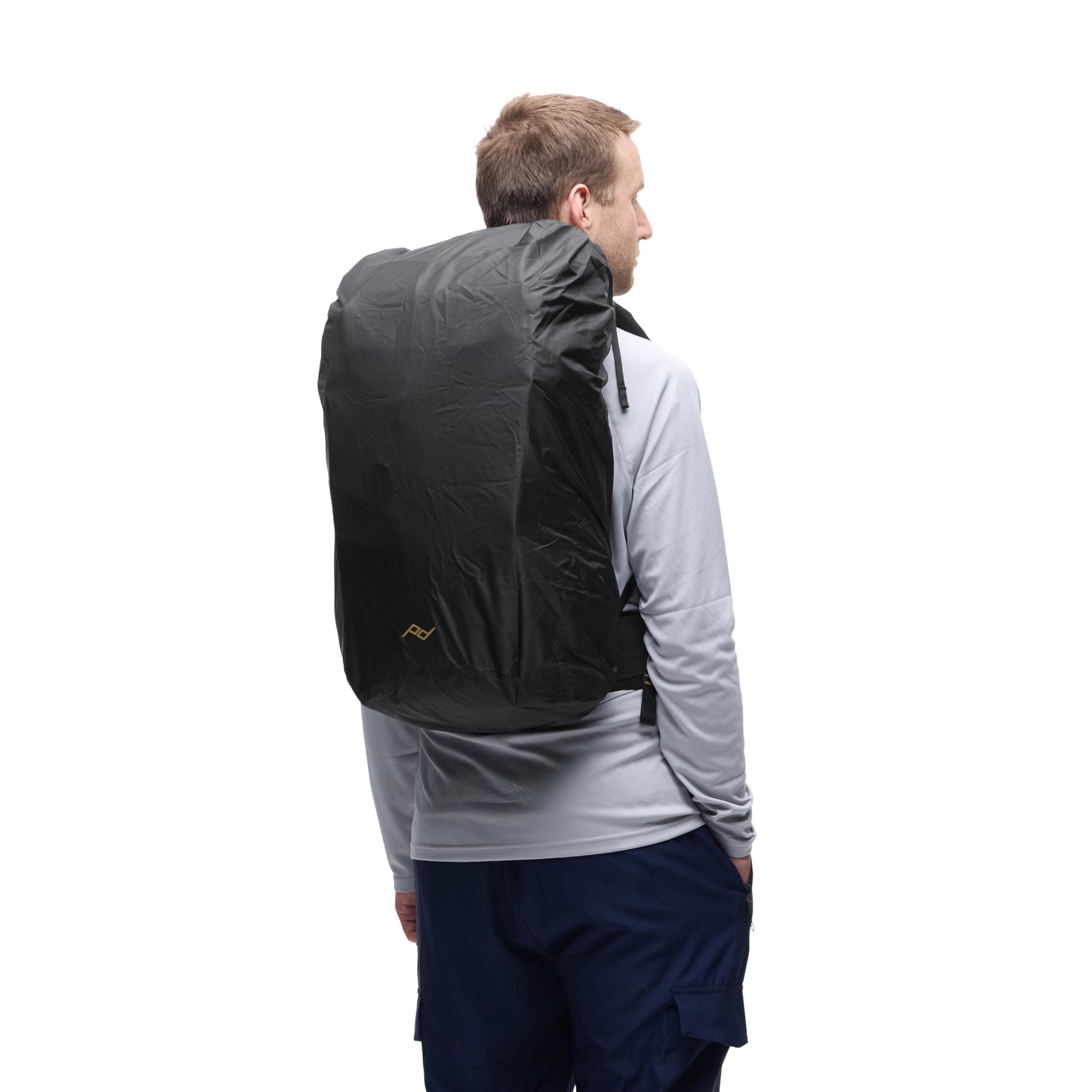 Peak Design Outdoor Rain Fly over a 45L backpack for rain protection