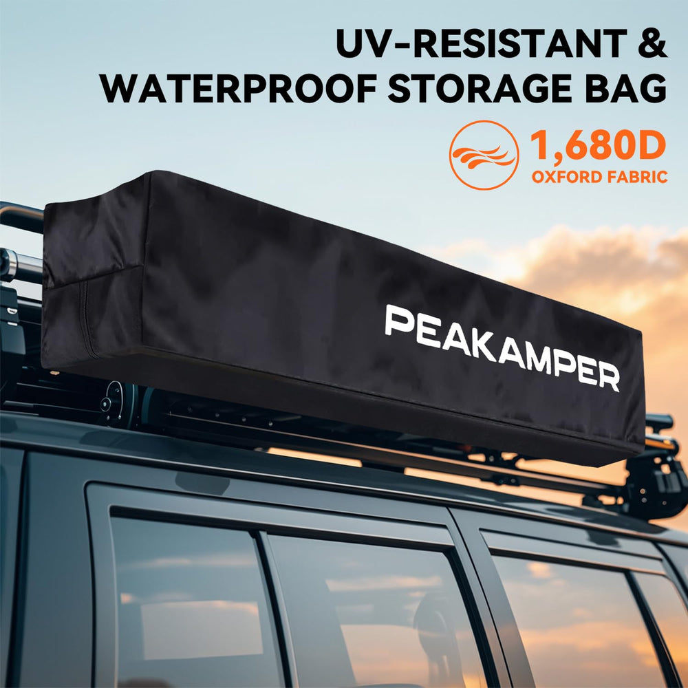 Peakamper hose pocket and Velcro keep shower supplies organized.