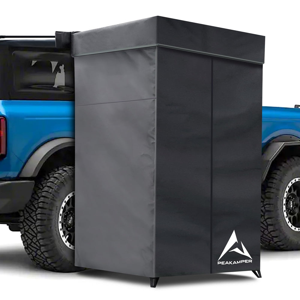 Peakamper shower awning tent with roof privacy for discreet outdoor showers.