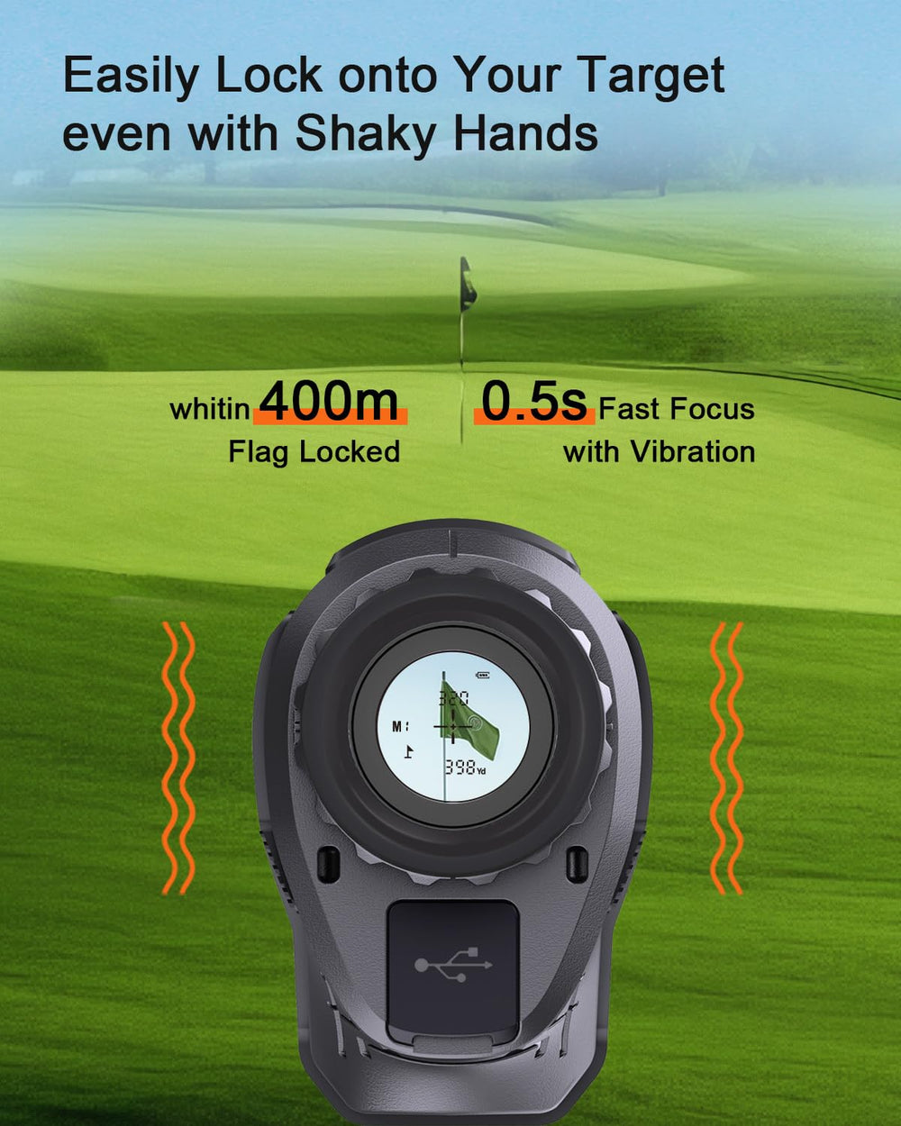 PEAKPULSE rangefinder Type-C charging port enables easy recharge on trips.