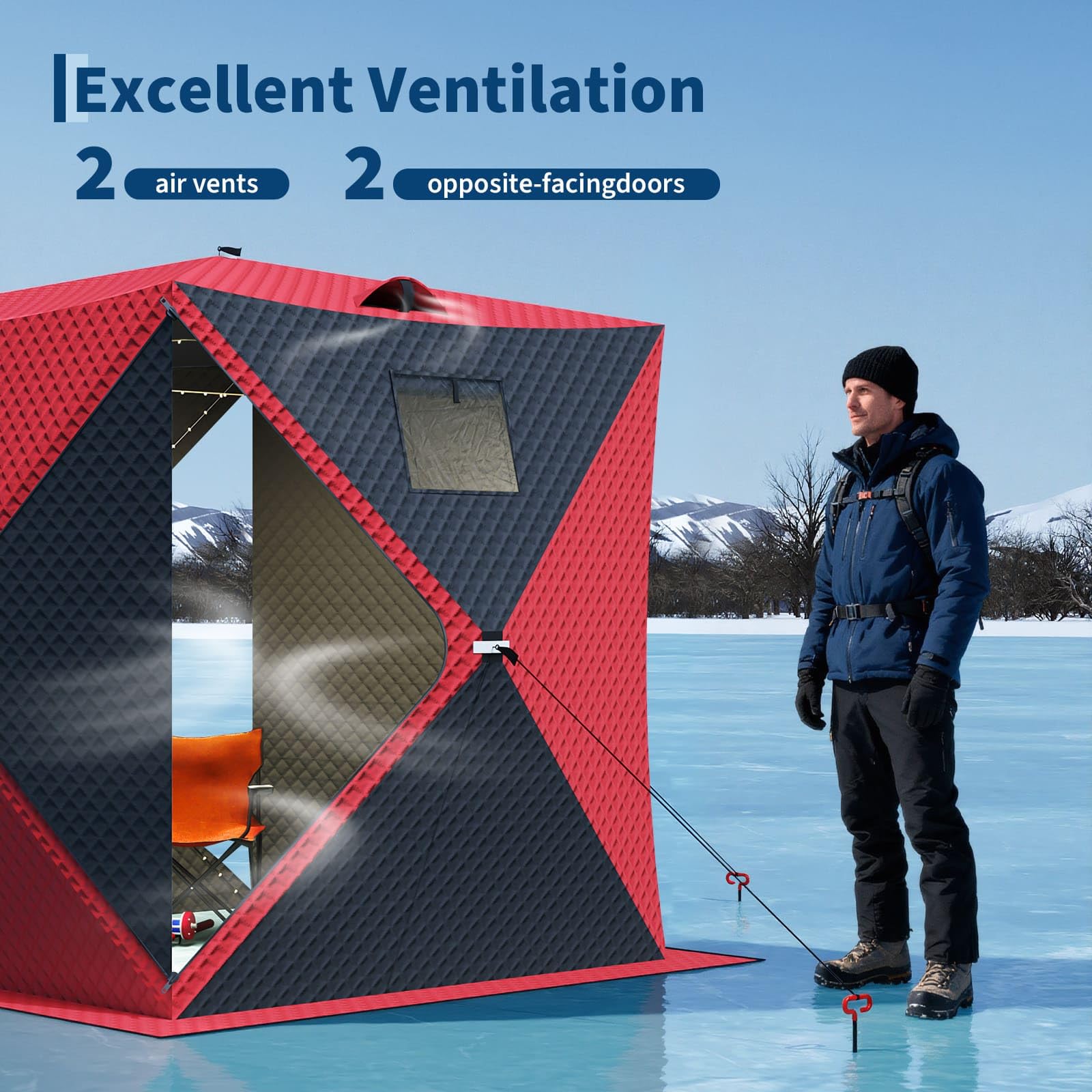 PeakPursuit 35 sq ft space fits 3-4 anglers with gear
