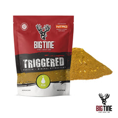 Pear scented plume from Triggered attractant over feed attracting deer