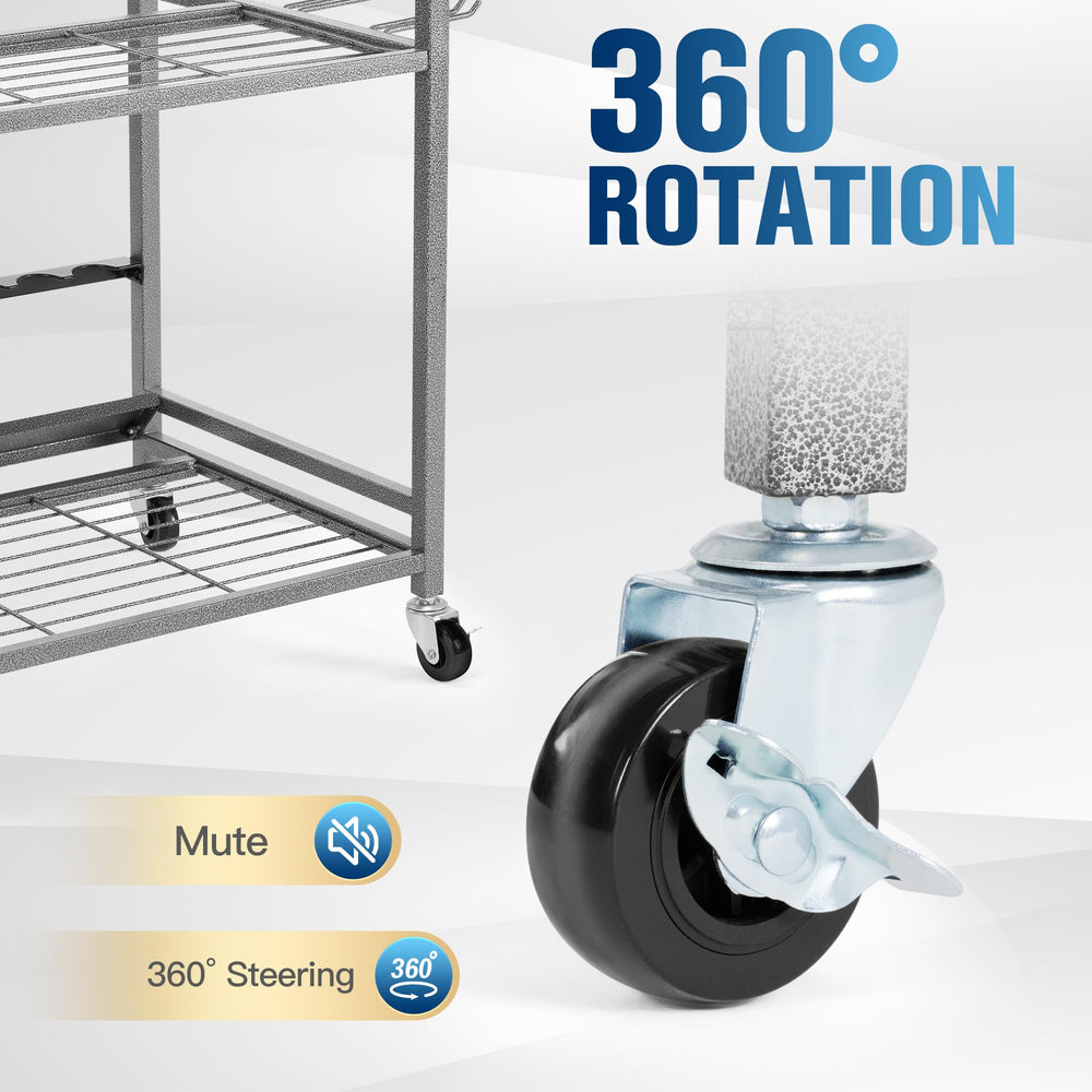 360-degree movable design with four industrial casters, two lockable