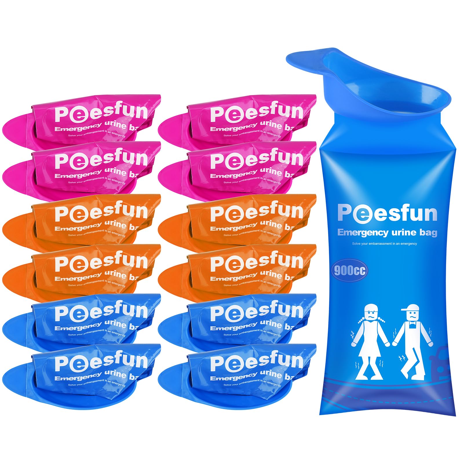 Peesfun upgraded 900ml urine bag with open design for one-handed use on the go.