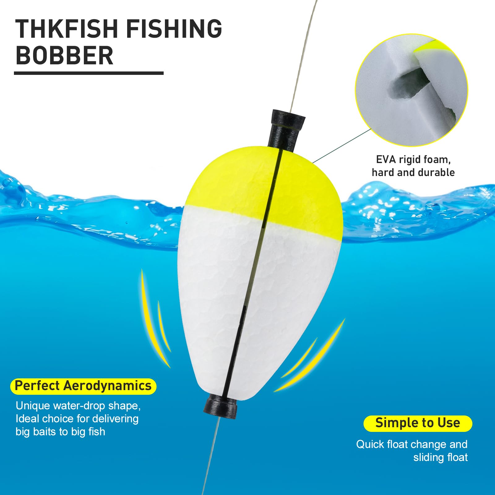 THKFISH Peg Floats Slotted 1.2in and 2in side view