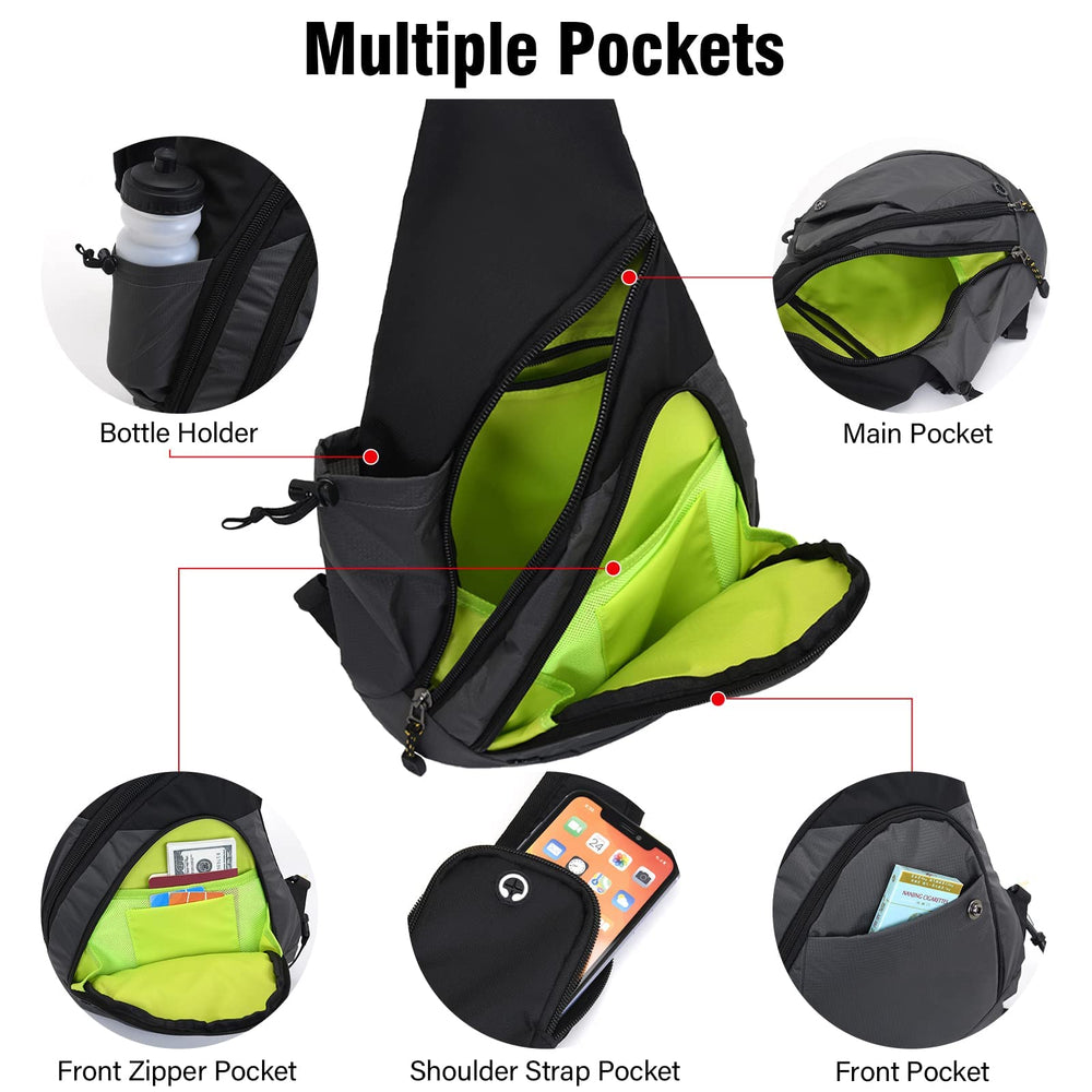 Peicees sling bag front pocket slots help organize cards and cash.