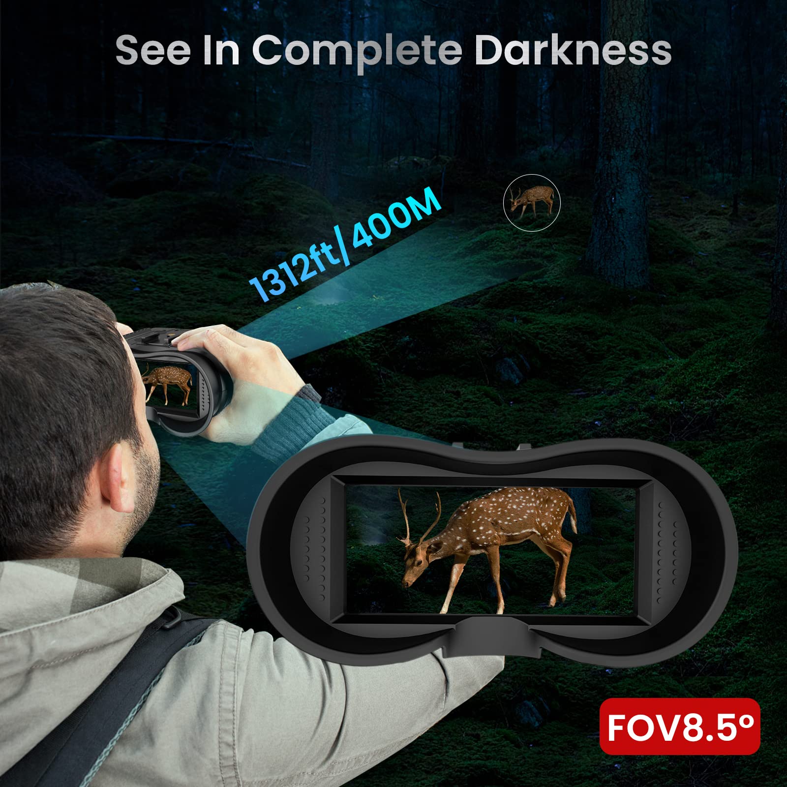PEIKETAO Night Vision Goggles 2-7 inch LCD display for easy viewing