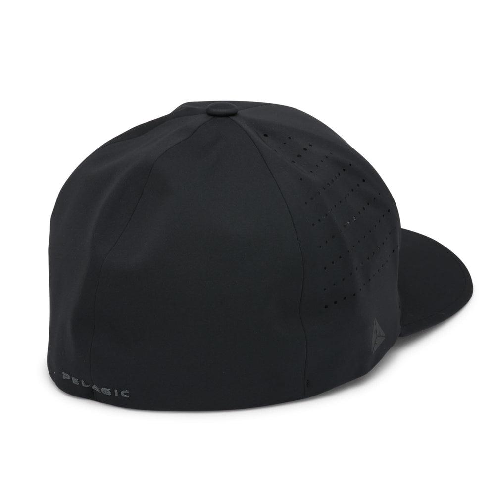 Pelagic Delta Icon Hat Black, side profile, versatile cap for fishing, hiking, or city strolls.