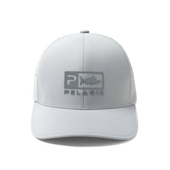 Pelagic Delta Icon Hat light grey back view, classic six-panel silhouette