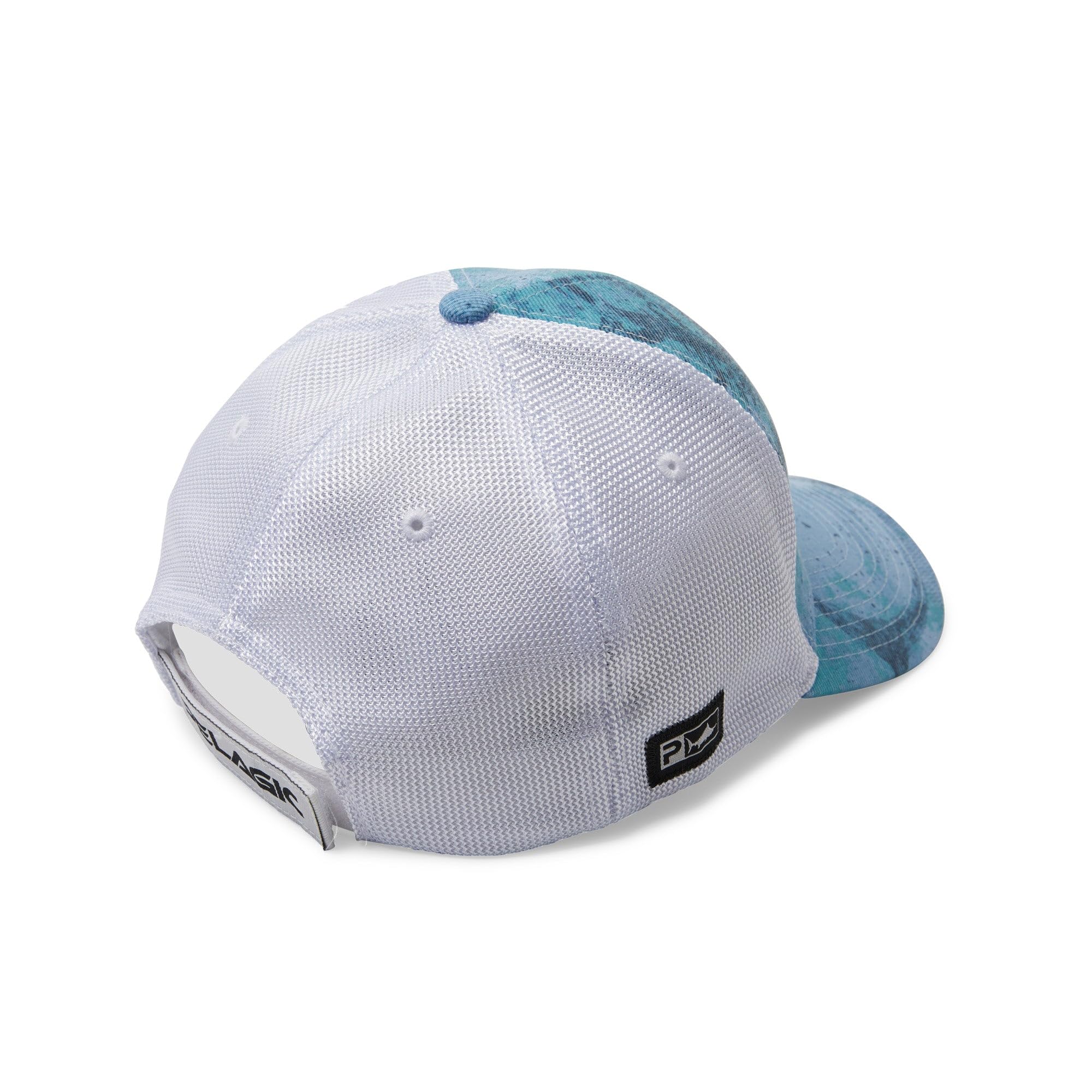 Pelagic Offshore Icon Gyotaku Low Profile Trucker back view showing adjustable snapback