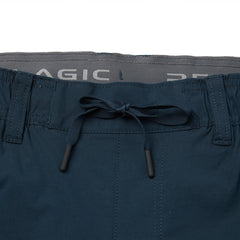 Pelagic Palomar elastic waist pants dark navy back view with reinforced pockets.
