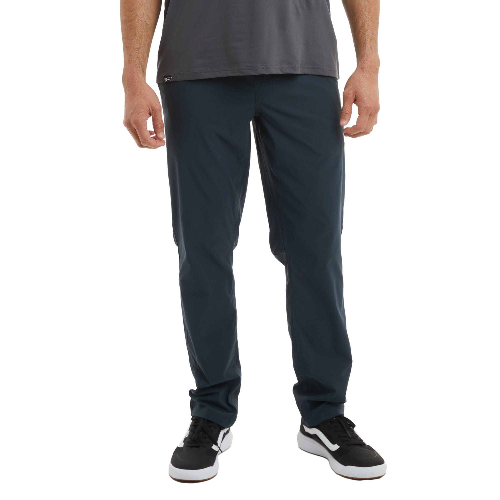 PELAGIC Palomar elastic waist pants dark navy front view highlighting quick-dry fabric for deck days