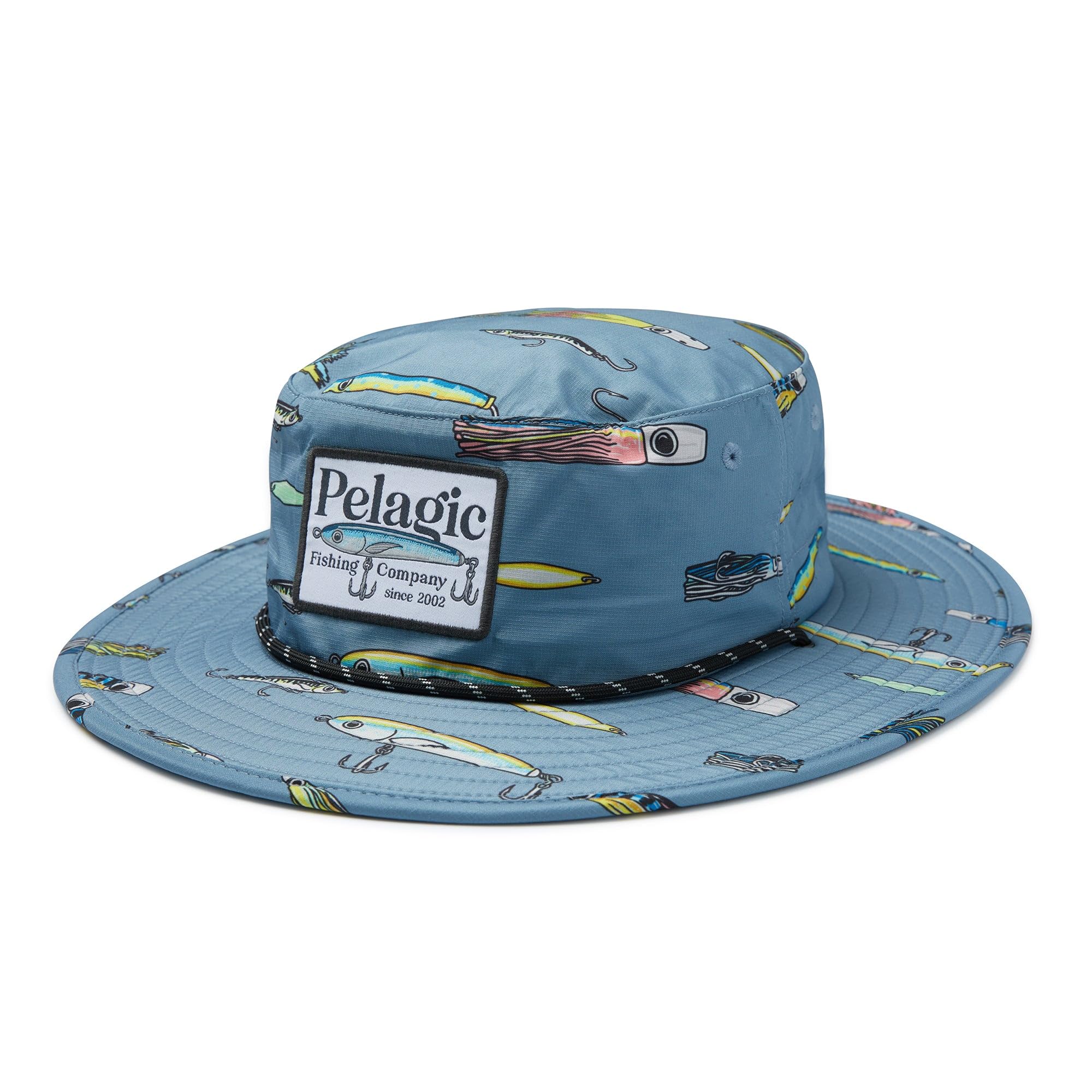 Pelagic Sunsetter bucket hat features moisture-wicking headband to keep sweat away on hot days.