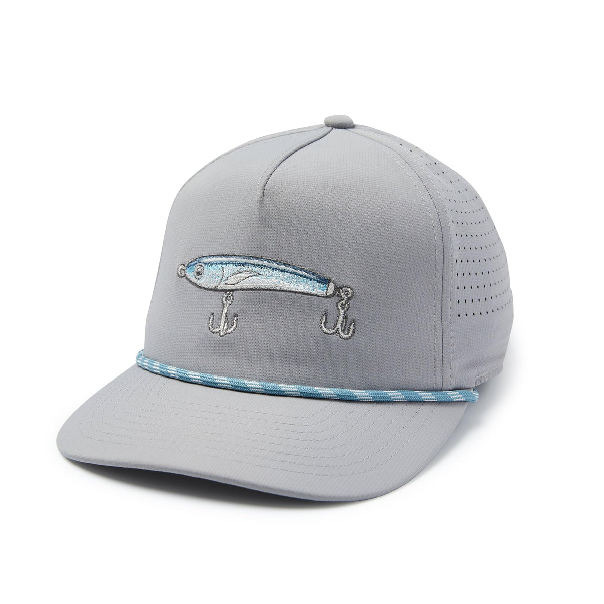 Pelagic Upswell Stick Em Mid Crown Trucker front view with quick-dry, breathable fabric.