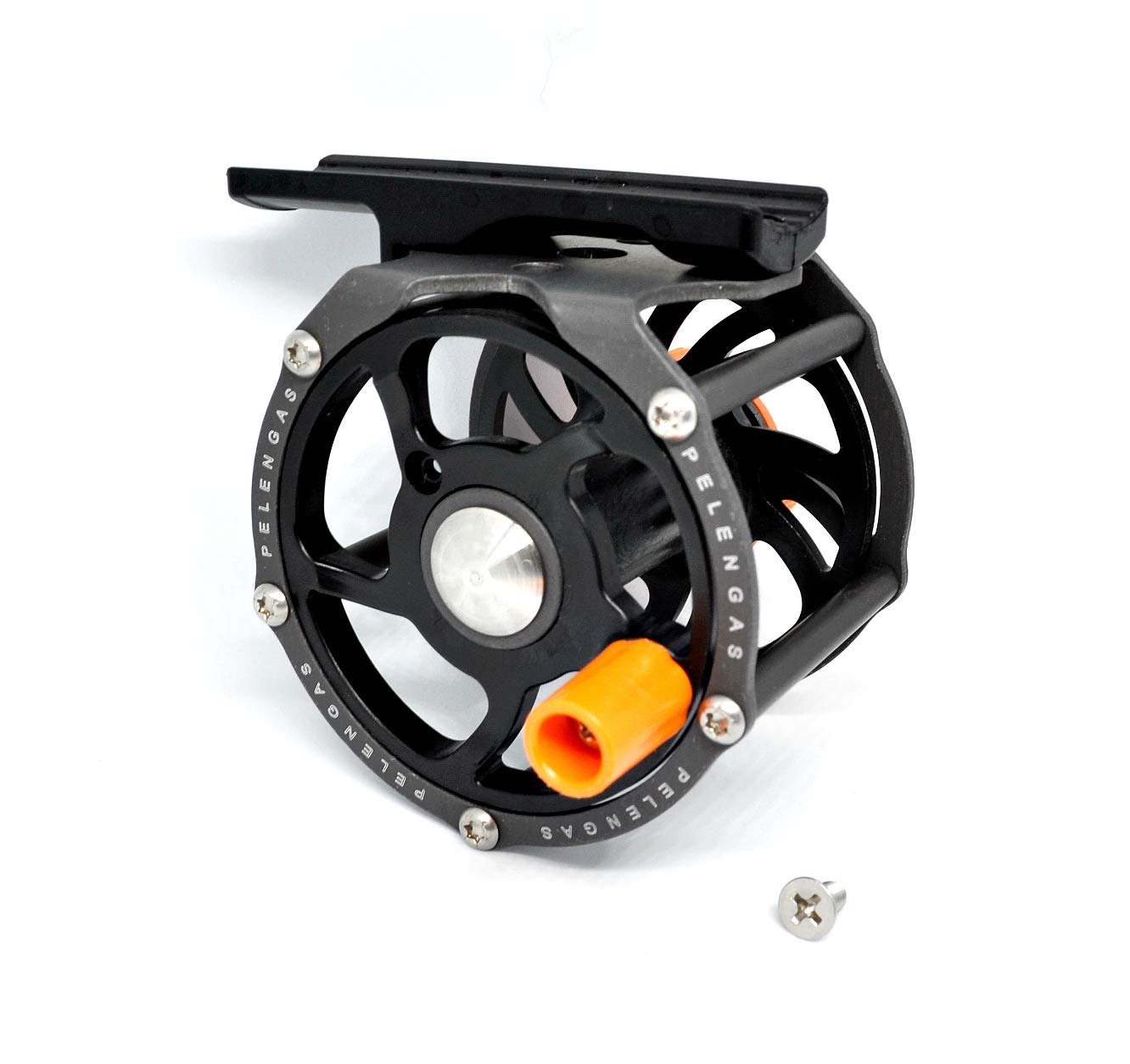Profile view showing aluminum bracket on Pelengas reel