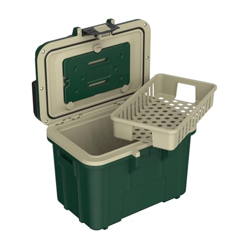 Pelican 14-Quart lunch box cooler latches ensuring secure closure for travel.